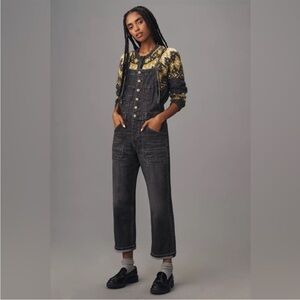 Anthropologie Pilcro Painters Denim Jean Overalls Button Fly Grey